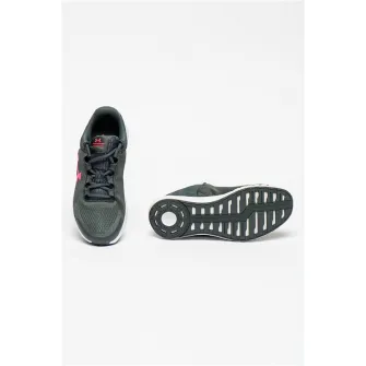 Under Armour, Pantofi din plasa tricotata, pentru alergare Pursuit BP, Gri cenusa/Roz neon, 38.5 EU