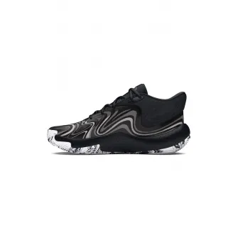 Under Armour, Pantofi mid-cu pentru baschet Spawn 6, Negru, Gri, 9