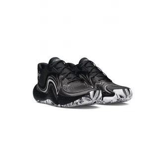 Under Armour, Pantofi mid-cu pentru baschet Spawn 6, Negru, Gri, 9