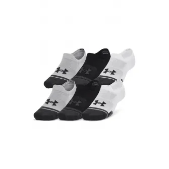 Under Armour, Set de sosete foarte scurte pentru fitness Performance Tech - 3 perechi, Negru, Alb, L
