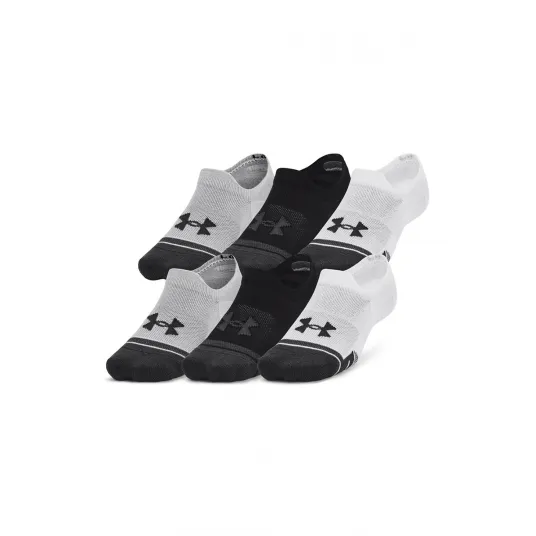 Under Armour, Set de sosete foarte scurte pentru fitness Performance Tech - 3 perechi, Negru, Alb, M