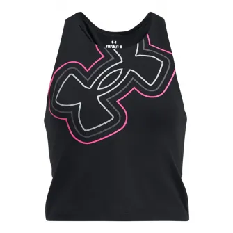 Under Armour, Top racerback cu monograma, pentru antrenament Motion Branded, Negru, 149-160 CM