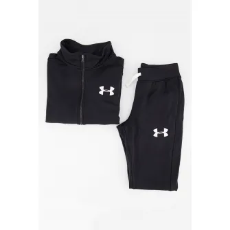 Under Armour, Trening cu fermoar si logo, pentru fitness Knit, Negru, Alb, 160-170 CM