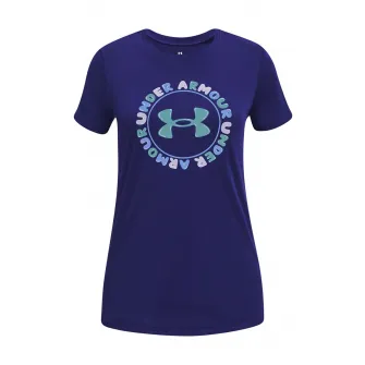 Under Armour, Tricou cu imprimeu logo pentru fitness, Albastru marin, 127-137 CM