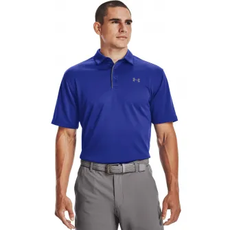 Under Armour, Tricou polo pentru golf Tech, Gri, Albastru royal, S