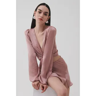 UNDERFLIRTY, Bluza crop cu model cu pete decorative Carina, Roz prafuit, 38