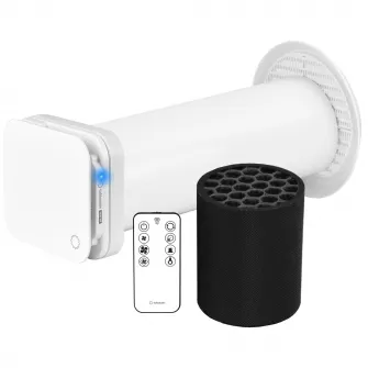 Unitate de aport si purificare aer proaspat Turbionaire TREND PUR Fan, 3 stadii de filtrare, Filtru HEPA, Filtru de carbon, Filtru de Praf, Telecomanda, Motor DC Brushless, 6 viteze+Boost, Timer, Ventilatie continua, Diametru 100 mm
