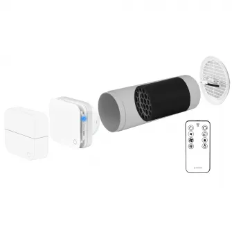 Unitate de aport si purificare aer proaspat Turbionaire TREND PUR Fan, 3 stadii de filtrare, Filtru HEPA, Filtru de carbon, Filtru de Praf, Telecomanda, Motor DC Brushless, 6 viteze+Boost, Timer, Ventilatie continua, Diametru 100 mm