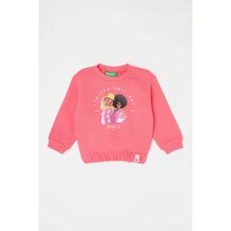 United Colors of Benetton, Bluza de trening cu imprimeu Barbie, Roz, 82 CM