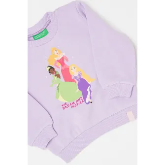 United Colors of Benetton, Bluza de trening cu imprimeu grafic, Lila, 90 CM