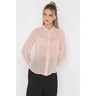 United Colors of Benetton, Camasa cu perforatii si maneci lungi, Bej deschis, M