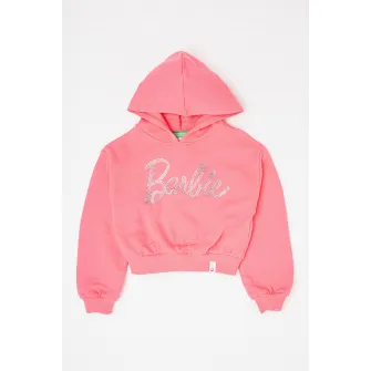 United Colors of Benetton, Hanorac cu strasuri, Roz, Argintiu, 150 CM