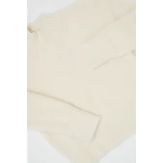 United Colors of Benetton, Pulover pufos cu maneci cazute, Alb, 130 CM