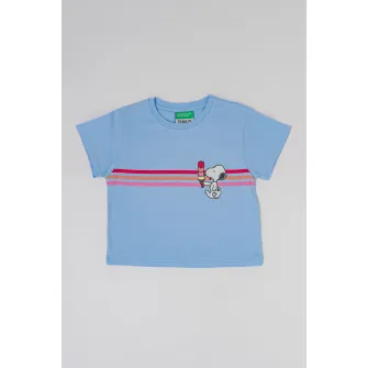 United Colors of Benetton, Tricou cu imprimeu grafic, Albastru pastel, 82 CM