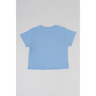 United Colors of Benetton, Tricou cu imprimeu grafic, Albastru pastel, 82 CM