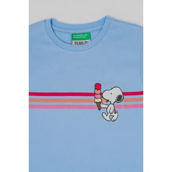 United Colors of Benetton, Tricou cu imprimeu grafic, Albastru pastel, 82 CM