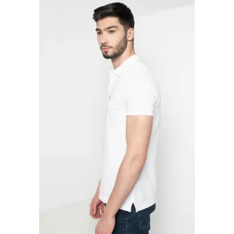 United Colors of Benetton, Tricou polo regular fit cu aspect pique, Alb, L