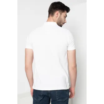 United Colors of Benetton, Tricou polo regular fit cu aspect pique, Alb, L