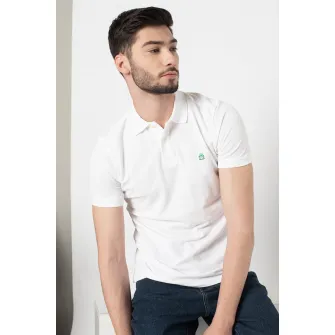 United Colors of Benetton, Tricou polo regular fit cu aspect pique, Alb, XL