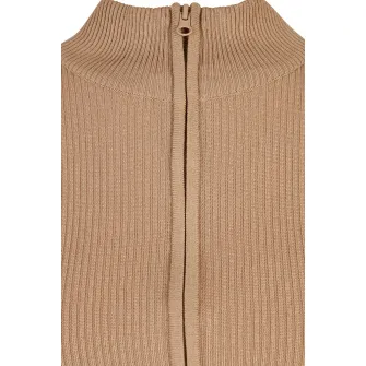 Urban Classics, Cardigan crop cu fermoar, Bej, XL
