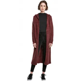Urban Classics, Cardigan lung cu gluga, fara inchidere, Coniac, XS