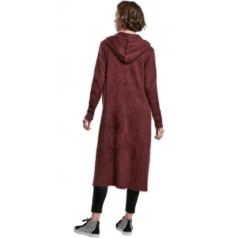 Urban Classics, Cardigan lung cu gluga, fara inchidere, Coniac, S