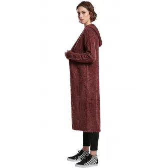 Urban Classics, Cardigan lung cu gluga, fara inchidere, Coniac, S