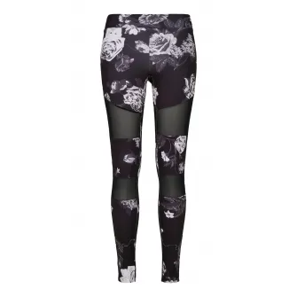 Urban Classics, Colanti cu imprimeu si insertii de plasa, Negru, Alb, XS