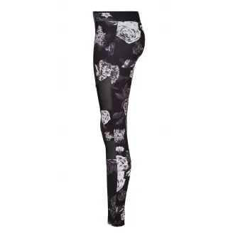 Urban Classics, Colanti cu imprimeu si insertii de plasa, Negru, Alb, M