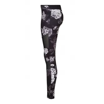 Urban Classics, Colanti cu imprimeu si insertii de plasa, Negru, Alb, XS