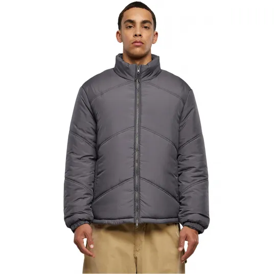 Urban Classics, Geaca matlasata cu guler mediu, Gri inchis, M