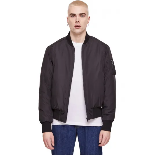 Urban Classics, Jacheta bomber cu fermoar, Negru stins, 2XL