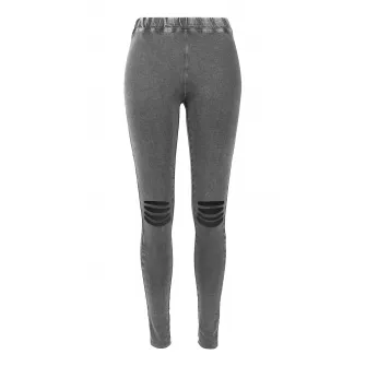 Urban Classics, Jeggings cu rupturi decorative in zona genunchilor, Gri inchis, S