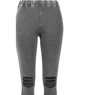 Urban Classics, Jeggings cu rupturi decorative in zona genunchilor, Gri inchis, S