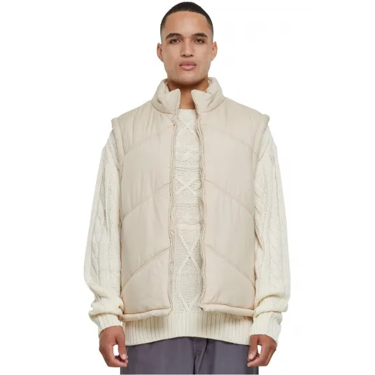 Urban Classics, Vesta matlasata cu fermoar, Crem, L