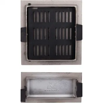 Usa pentru soba Evotools 660314, cu cenusar, 275x255 mm, model Leo, Fonta