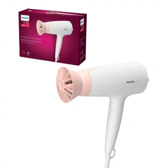 Uscator de par Philips BHD300/00, 1600W, accesoriu Thermo Protect, 3 setari de viteza/temperatura, Alb/Roz