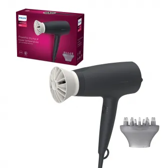 Фен Philips BHD302/30, 1600 Вт, аксессуар Thermo Protect, 3 температурных режима, диффузор, Черный