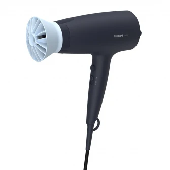 Uscator de par Philips BHD360/20, 2100W, accesoriu Thermo Protect, ingrijire cu ioni, 6 setari de viteza/temperatura, cap de coafare 14 mm, difuzor, Albastru inchis
