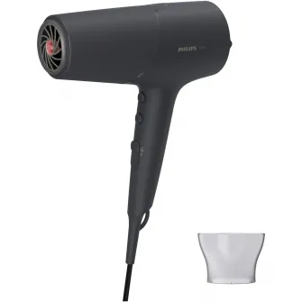 Uscator de par Philips BHD504/00, 2100W, tehnologie ThermoShield, ingrijire cu ioni, 2 setari de viteza, 3 setari de temperatura, cap de coafare 14 mm, Gri carbune metalizat