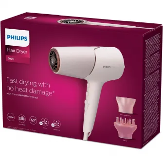 Фен Philips BHD530/00, 2300 Вт, технология ThermoShield, ионный уход, 6 режимов скорости/температуры, диффузор, насадка для укладки 11 мм, розовое золото/жемчуг