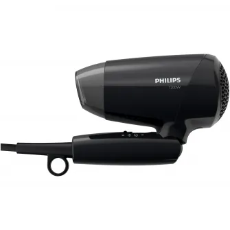Uscator de par Philips EssentialCare BHC010/10, 1200 W, 3 setari temperatura, maner pliant, Negru