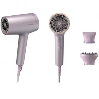 Uscator de par Philips Seria 7000 BHD723/10, 1800W, tehnologie ThermoShield Advanced cu 2 senzori, ingrijire cu ioni 360, 4 moduri de coafare, 2 viteze, buton de aer rece, 2 accesorii magnetice, Rose beige