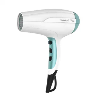Uscator de par Remington Shine Therapy D5216, 2300W, Ionizare, 3 trepte de temperatura, 2 viteze, CoolShot, concentrator, difuzor, Alb/Albastru