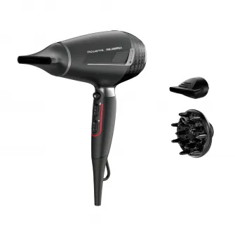Фен Rowenta x Karl Lagerfeld Pro Stylist CV888LF0, 2200 Вт, технология Rowenta Air-to-Care, покрытие KeratinGlow, 3 аксессуара, струя холодного воздуха, кабель 1,8 м, черный