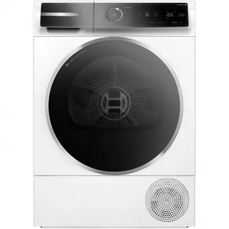 Uscator de rufe Bosch Seria 8 WQB246DNBY, Pompa de caldura, 9 Kg, 14 programe, AutoDry, Condensator cu autocuratare, Iluminare interioara, Touch control, Smart Dry, EcoSilence Drive, Home Connect, Clasa B, Alb