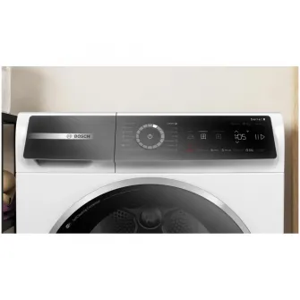 Uscator de rufe Bosch Seria 8 WQB246DNBY, Pompa de caldura, 9 Kg, 14 programe, AutoDry, Condensator cu autocuratare, Iluminare interioara, Touch control, Smart Dry, EcoSilence Drive, Home Connect, Clasa B, Alb