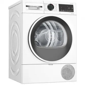 Uscator de rufe Bosch WQG243DMBY, Pompa de caldura, 9 Kg, 14 programe, AutoDry, EcoSilence Drive, AntiVibration, Clasa C, Alb