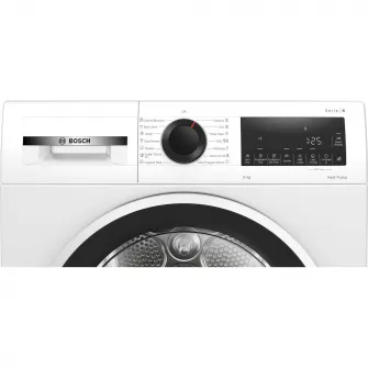 Uscator de rufe Bosch WQG243DMBY, Pompa de caldura, 9 Kg, 14 programe, AutoDry, EcoSilence Drive, AntiVibration, Clasa C, Alb