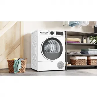 Uscator de rufe Bosch WQG243DMBY, Pompa de caldura, 9 Kg, 14 programe, AutoDry, EcoSilence Drive, AntiVibration, Clasa C, Alb